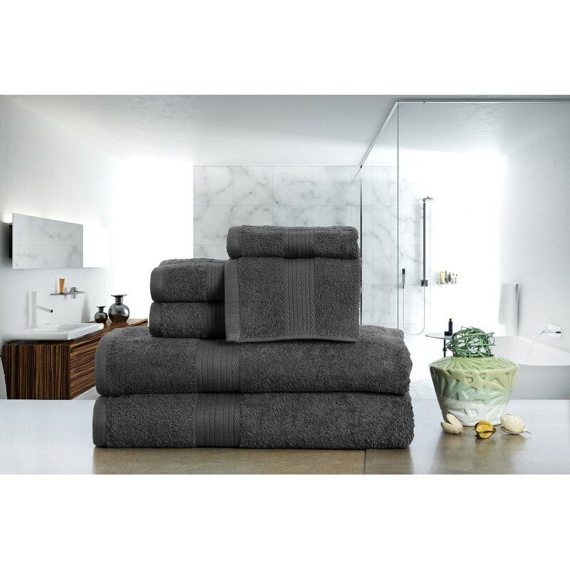 Luxurious Cotton 6- Piece Towel Set 600 GSM Bathroom Towel Set by Ample Decor