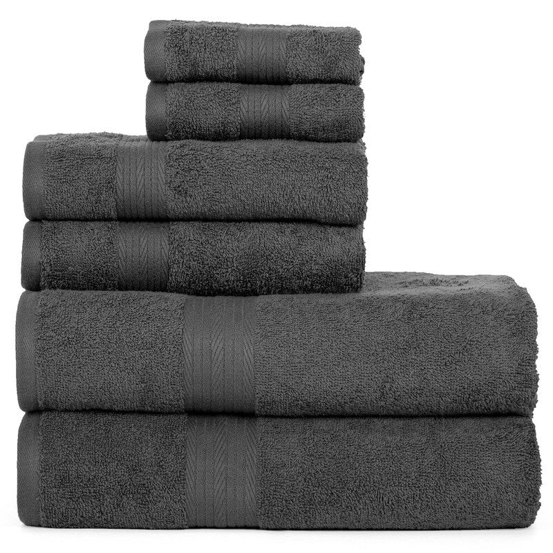 Luxurious Cotton 6- Piece Towel Set 600 GSM Bathroom Towel Set by Ample Decor