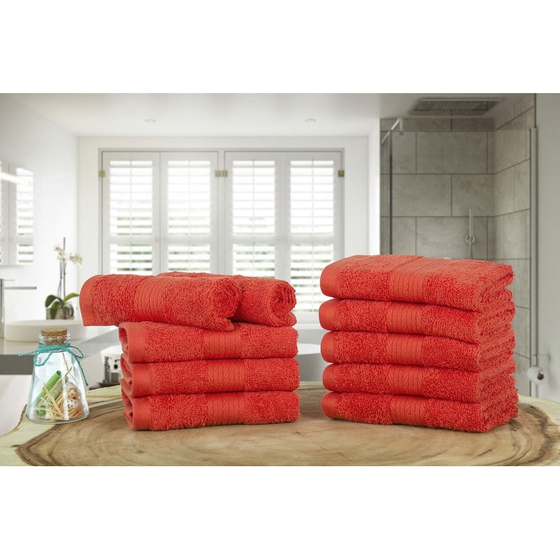 Luxurious Cotton 600GSM Soft Wash Cloths 12X12 Inch by Ample Decor - 10 Pcs