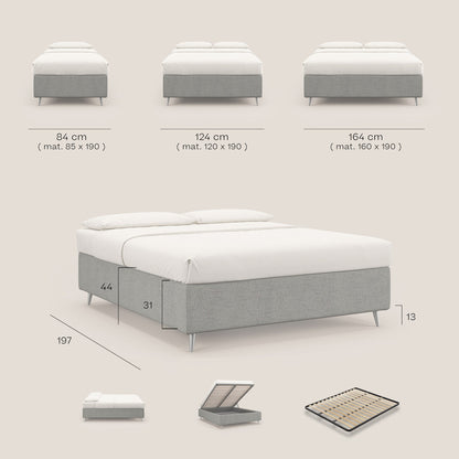 Febe sommier compatto con grande capienza del contenitore in tessuto impermeabile T03 beige 