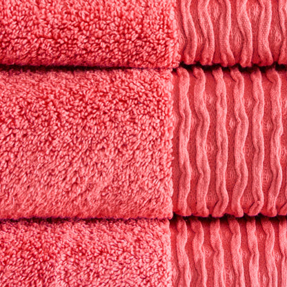 Madison Park Aer Jacquard Wavy Border Zero Twist Antimicrobial Cotton Towel Set