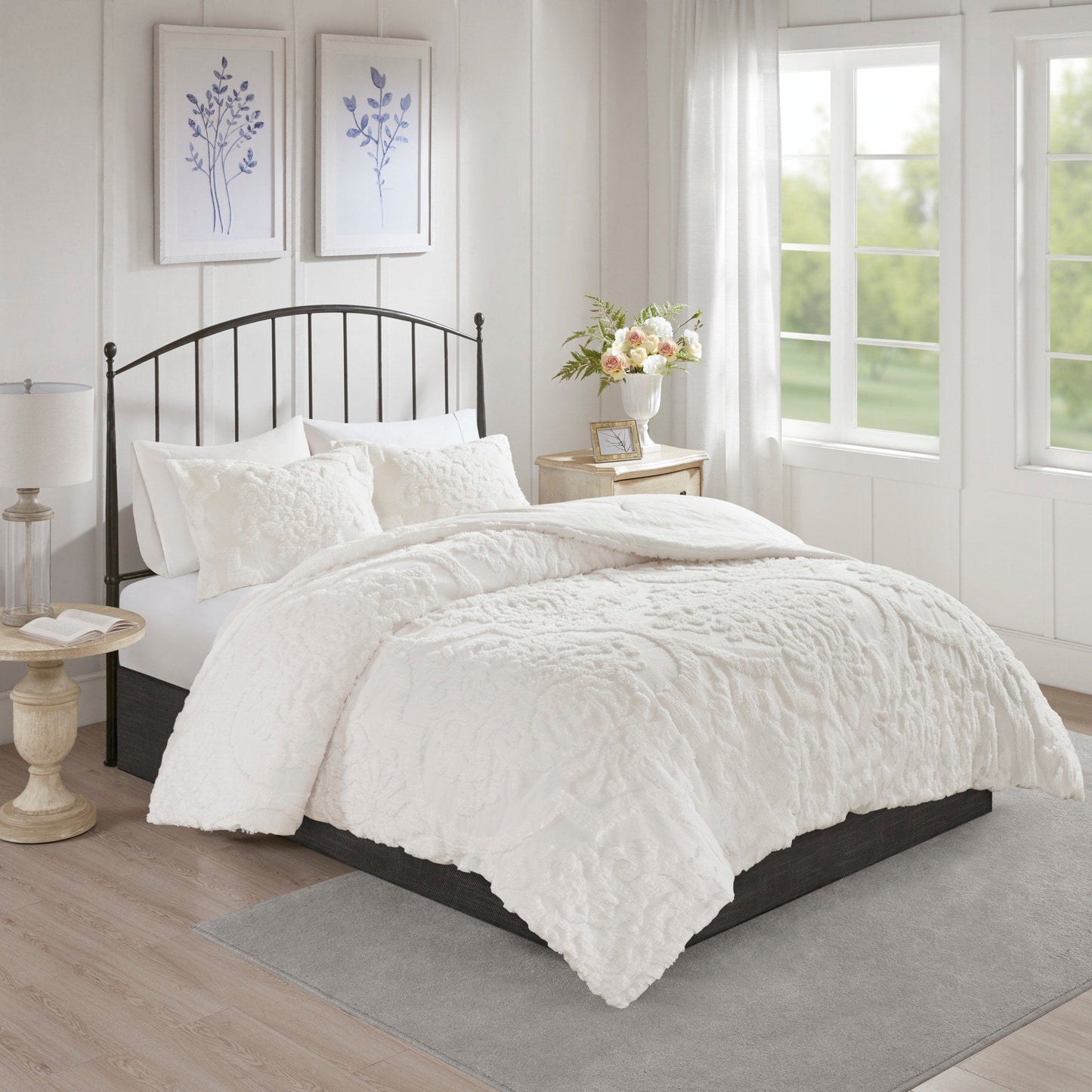 Madison Park Aeriela Tufted Cotton Chenille Damask Comforter Set