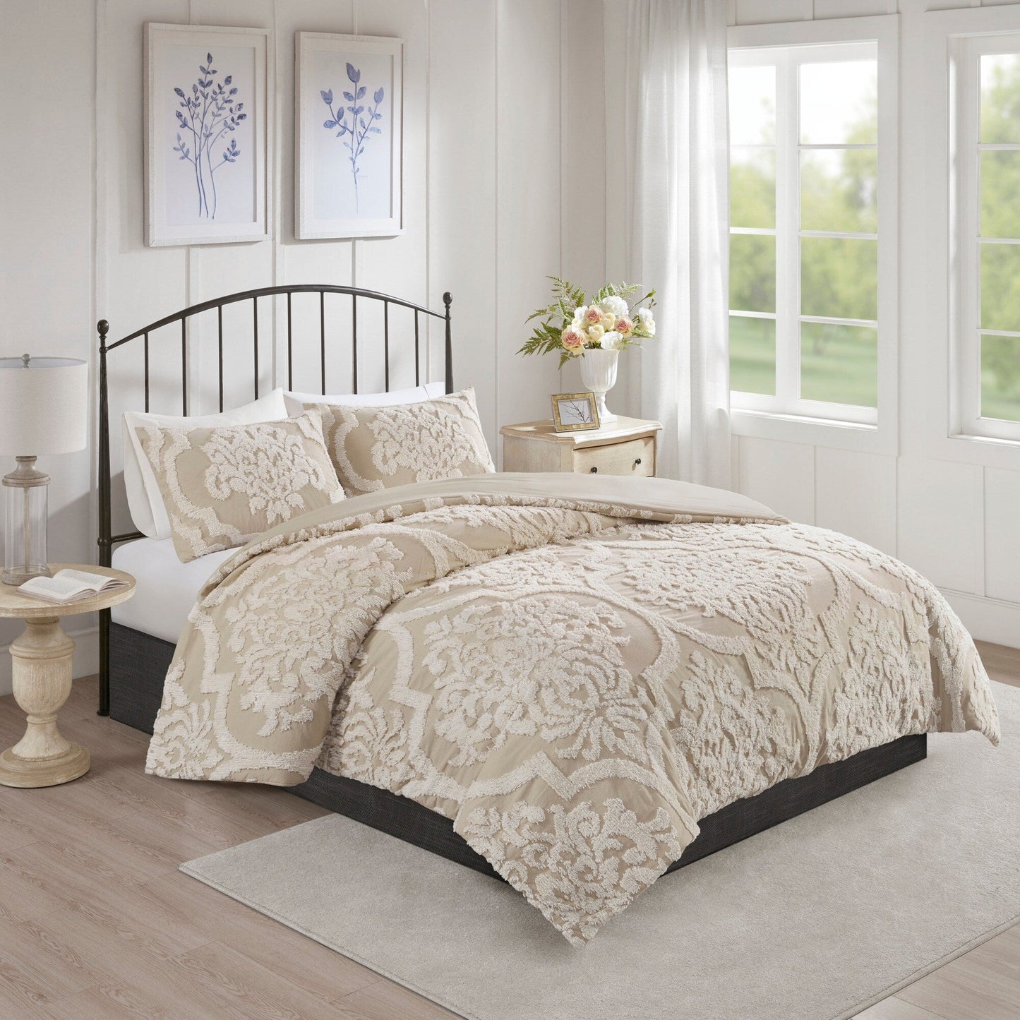 Madison Park Aeriela Tufted Cotton Chenille Damask Comforter Set