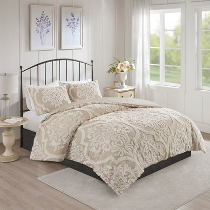 Madison Park Aeriela Tufted Cotton Chenille Damask Comforter Set