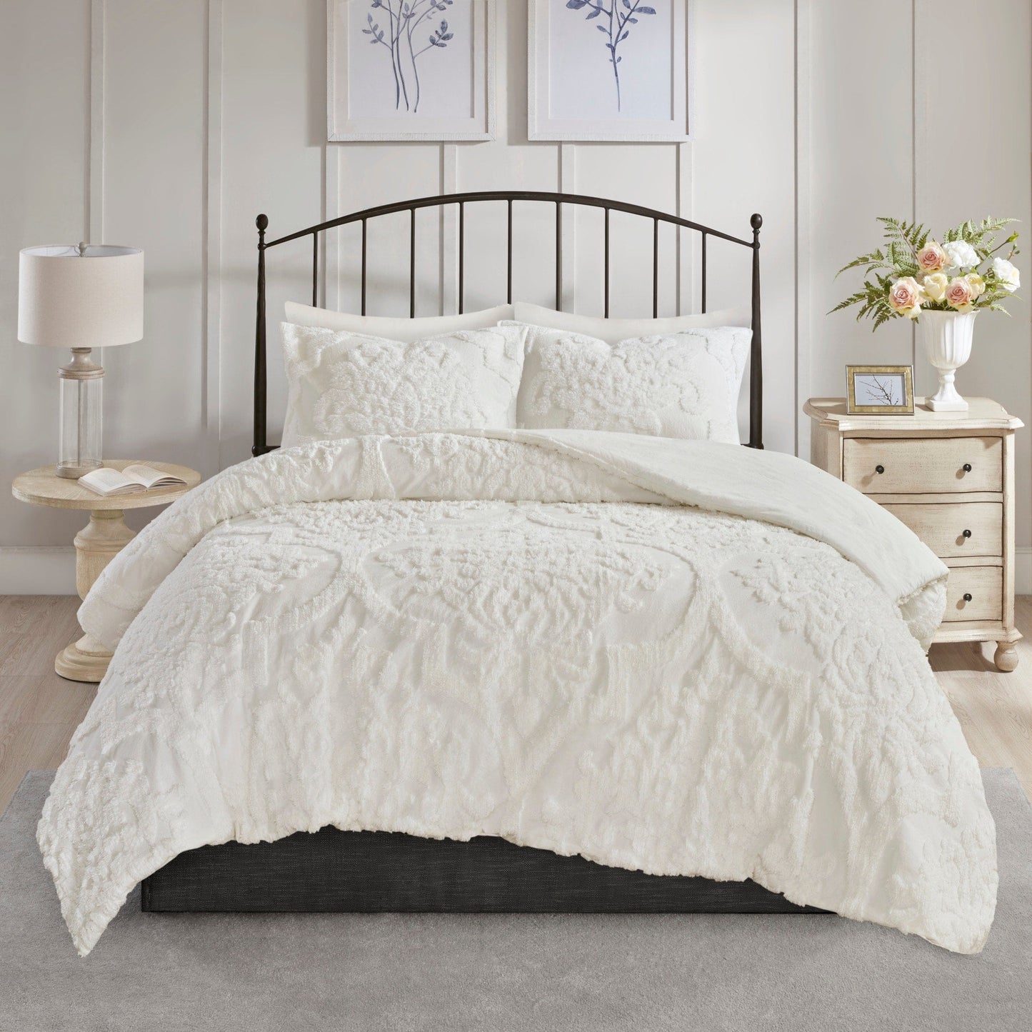 Madison Park Aeriela Tufted Cotton Chenille Damask Comforter Set