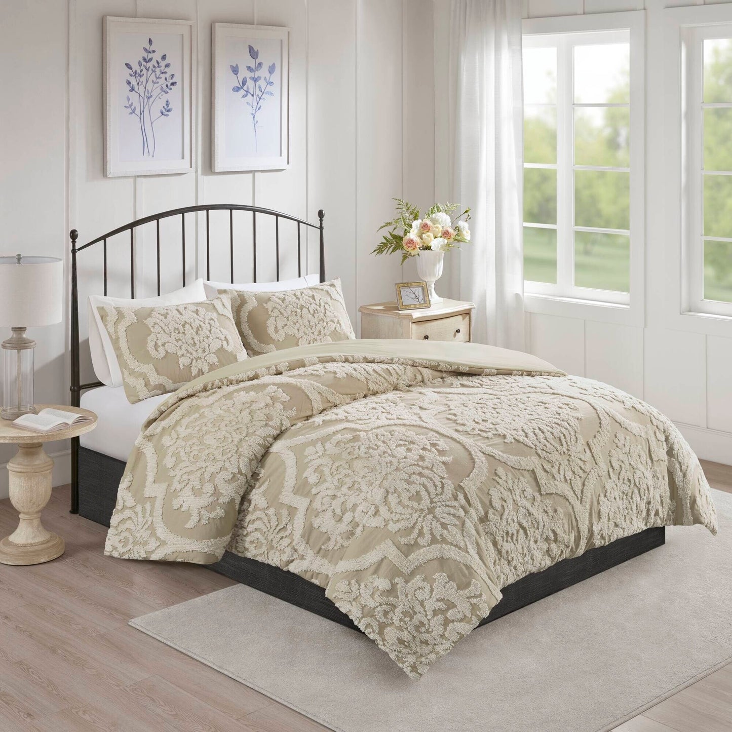 Madison Park Aeriela Tufted Cotton Chenille Damask Duvet Cover Set