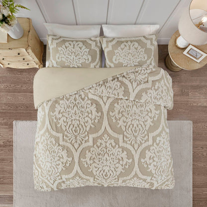 Madison Park Aeriela Tufted Cotton Chenille Damask Duvet Cover Set