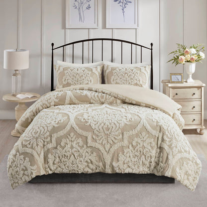 Madison Park Aeriela Tufted Cotton Chenille Damask Duvet Cover Set