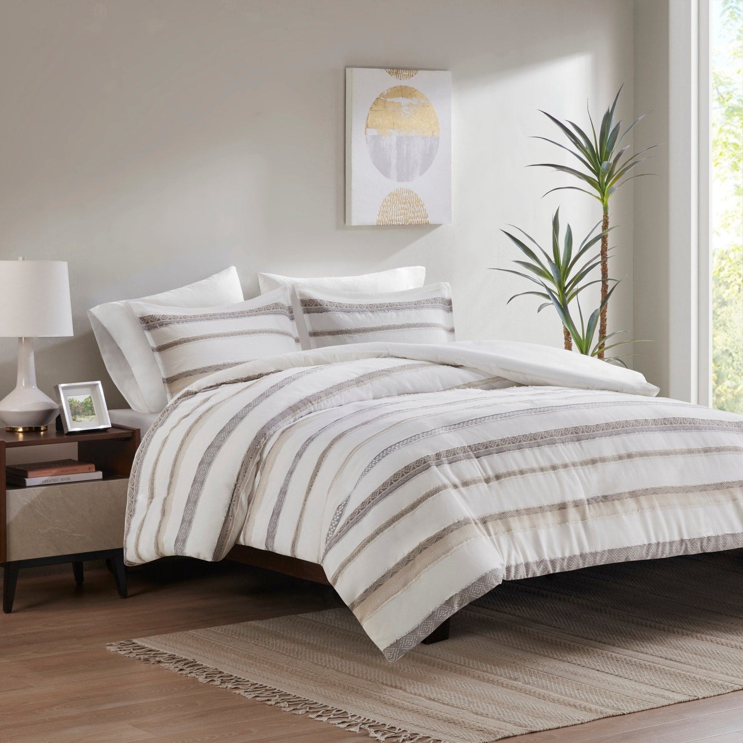 Madison Park Langley 3 Piece Clipped Jacquard Duvet Cover Set (Insert Excluded)