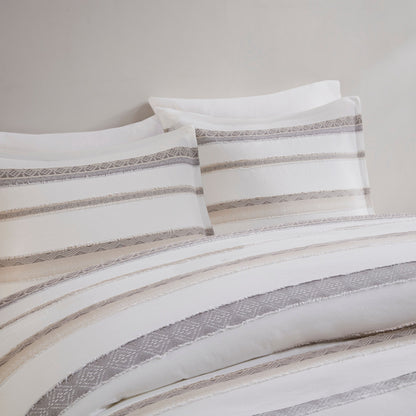 Madison Park Langley 3 Piece Clipped Jacquard Duvet Cover Set (Insert Excluded)