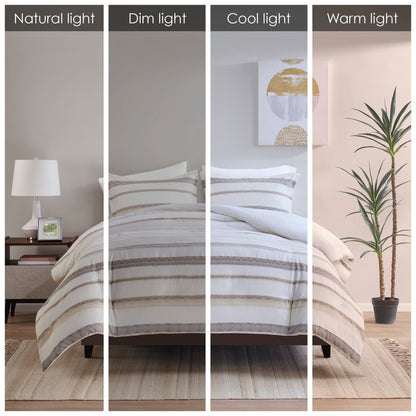 Madison Park Langley 3 Piece Clipped Jacquard Duvet Cover Set (Insert Excluded)