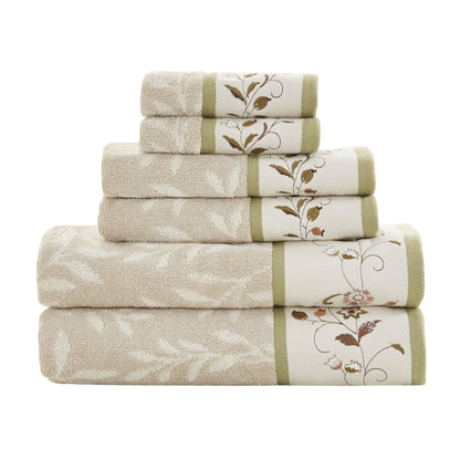 Madison Park Belle Embroidered Cotton Jacquard 6-piece Towel Set
