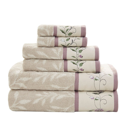 Madison Park Belle Embroidered Cotton Jacquard 6-piece Towel Set