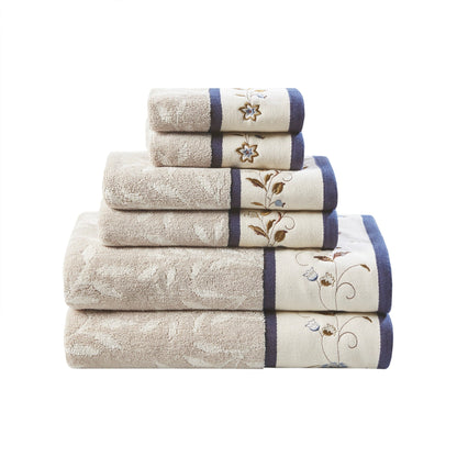 Madison Park Belle Embroidered Cotton Jacquard 6-piece Towel Set
