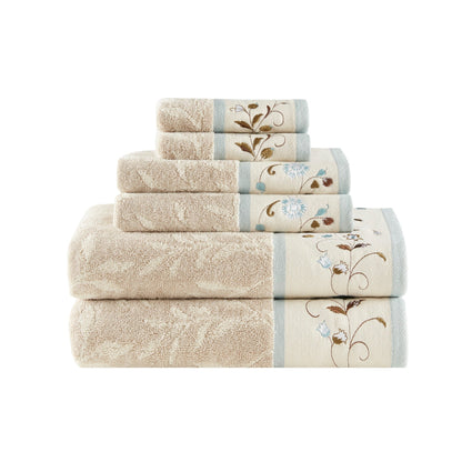 Madison Park Belle Embroidered Cotton Jacquard 6-piece Towel Set