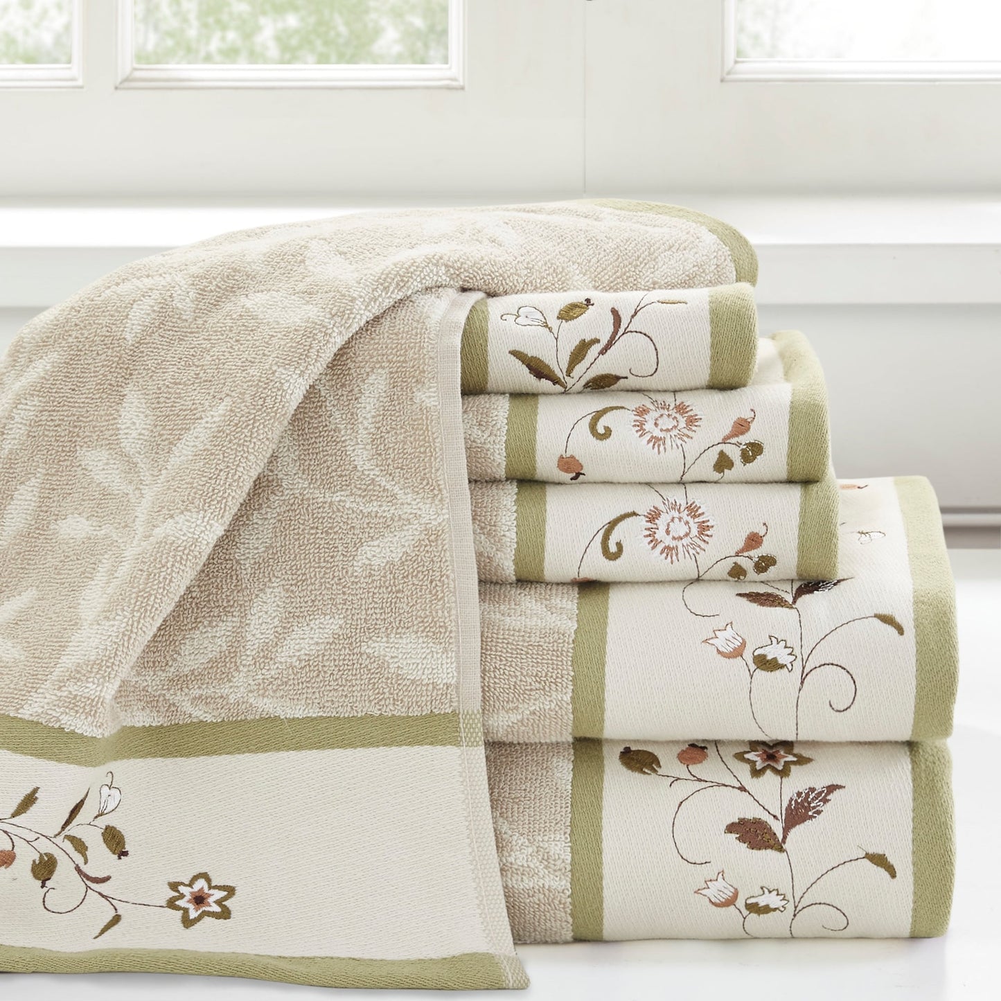 Madison Park Belle Embroidered Cotton Jacquard 6-piece Towel Set