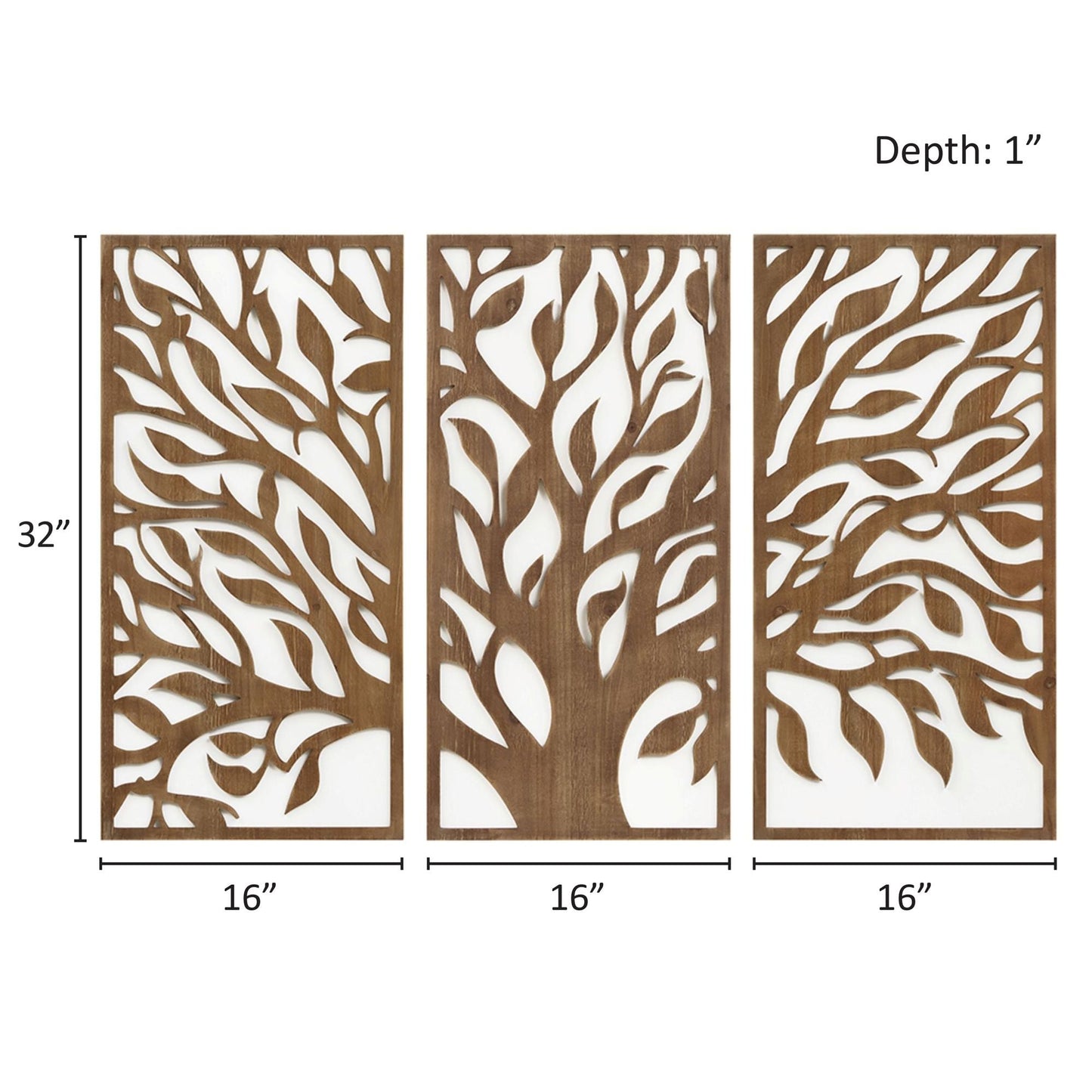 Madison Park Birch Palms Birch Botanical Two-tone Wood Panel Wall Decor Set
