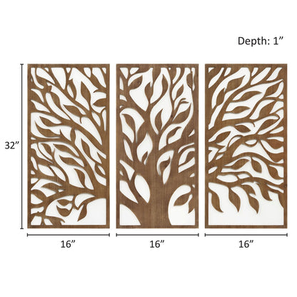 Madison Park Birch Palms Birch Botanical Two-tone Wood Panel Wall Decor Set