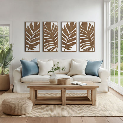 Madison Park Birch Palms Birch Botanical Two-tone Wood Panel Wall Decor Set
