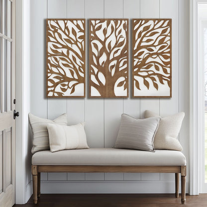Madison Park Birch Palms Birch Botanical Two-tone Wood Panel Wall Decor Set