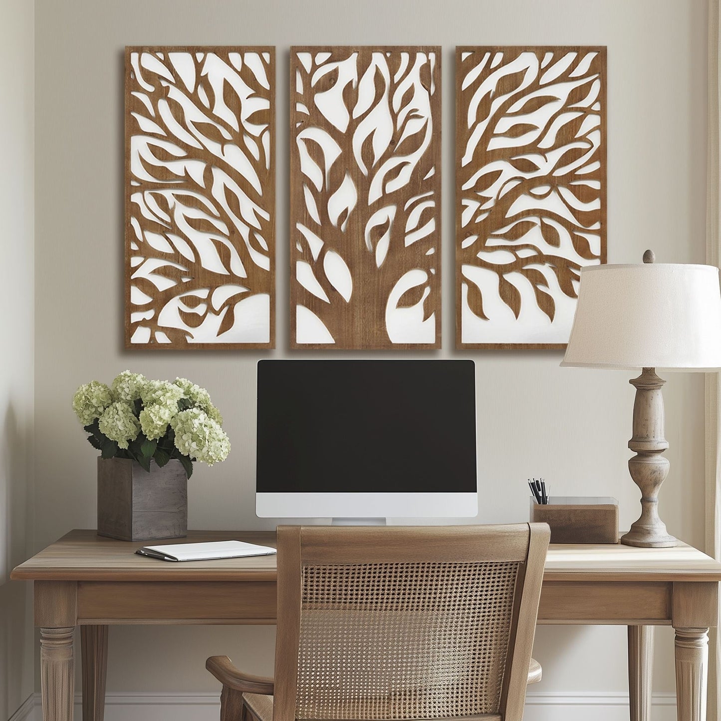 Madison Park Birch Palms Birch Botanical Two-tone Wood Panel Wall Decor Set
