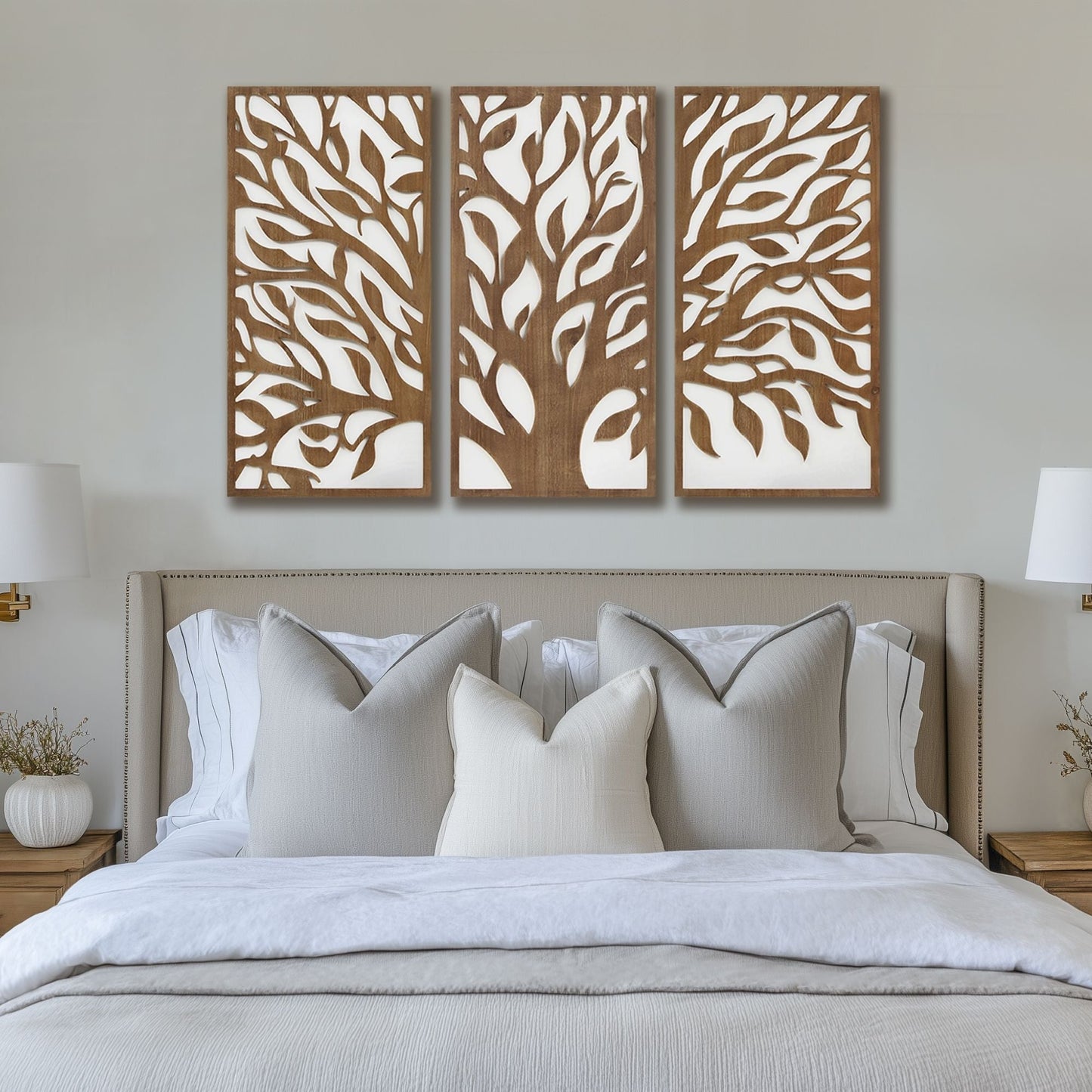 Madison Park Birch Palms Birch Botanical Two-tone Wood Panel Wall Decor Set