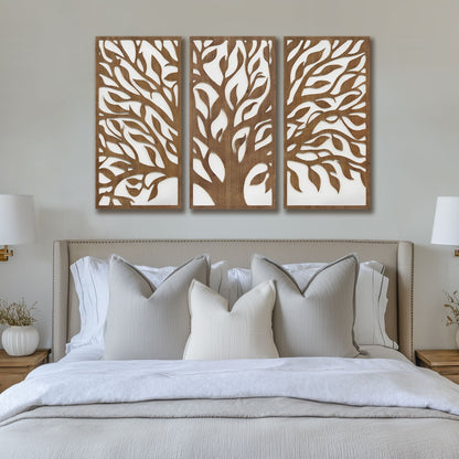 Madison Park Birch Palms Birch Botanical Two-tone Wood Panel Wall Decor Set