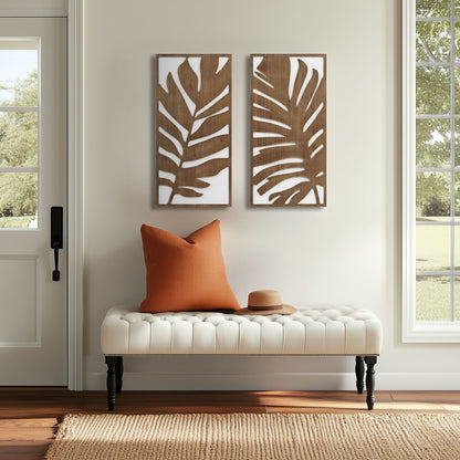 Madison Park Birch Palms Birch Botanical Two-tone Wood Panel Wall Decor Set