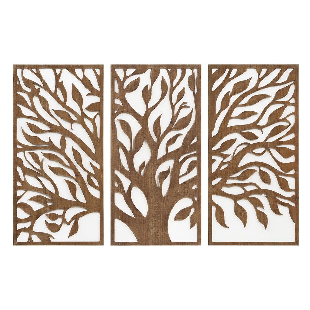Madison Park Birch Palms Birch Botanical Two-tone Wood Panel Wall Decor Set
