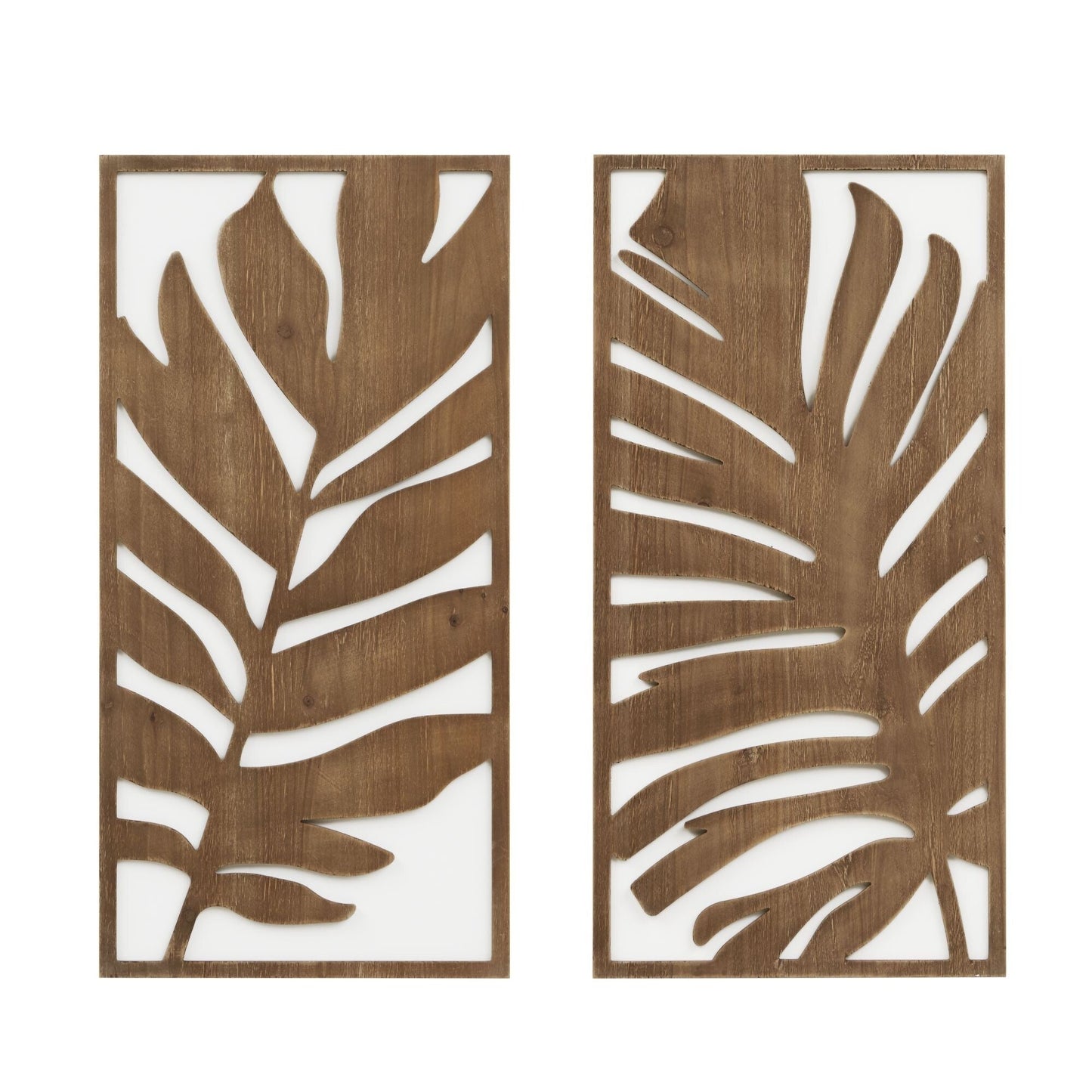 Madison Park Birch Palms Birch Botanical Two-tone Wood Panel Wall Decor Set