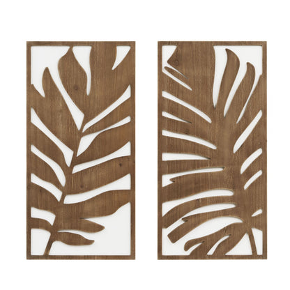 Madison Park Birch Palms Birch Botanical Two-tone Wood Panel Wall Decor Set