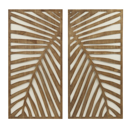 Madison Park Birch Palms Birch Botanical Two-tone Wood Panel Wall Decor Set