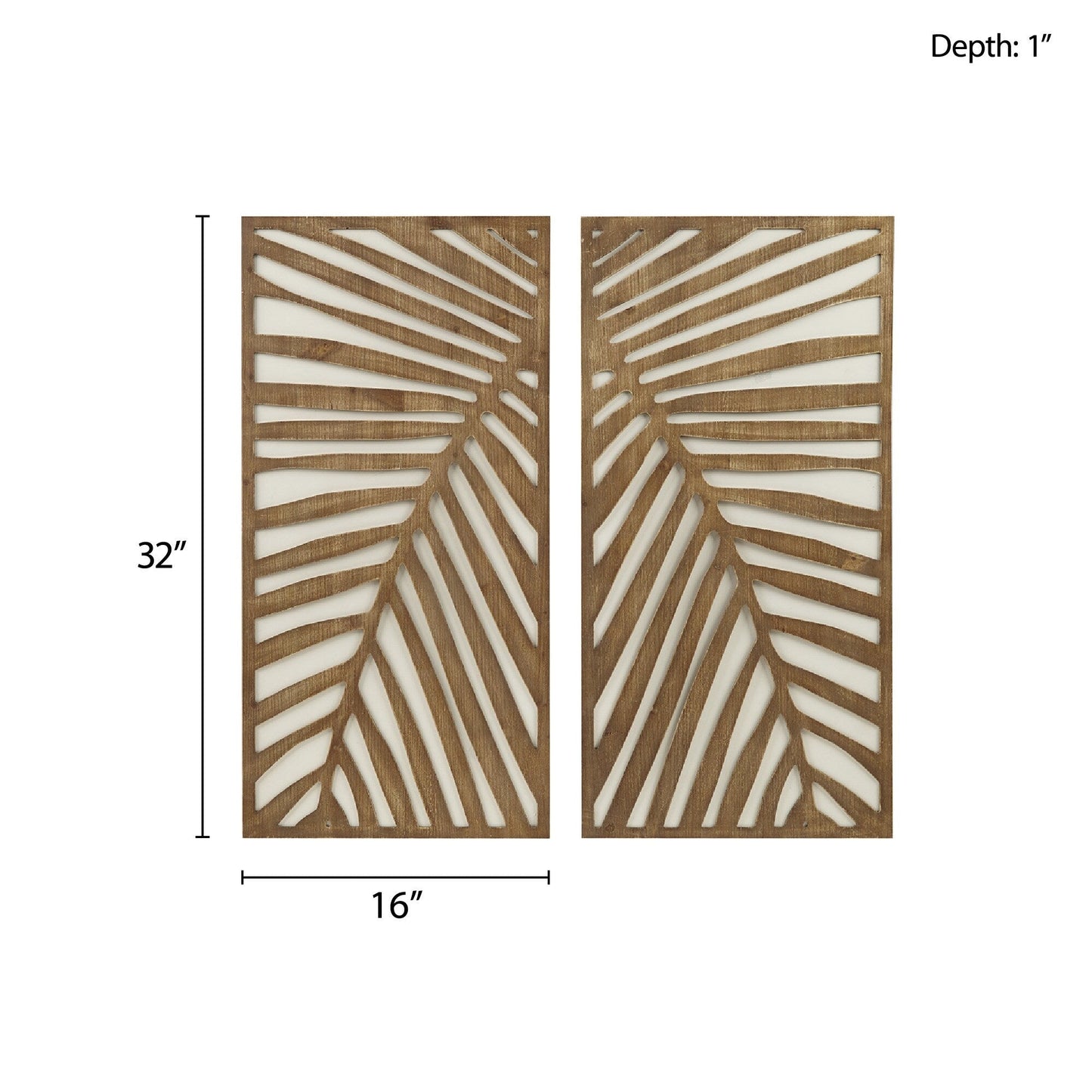 Madison Park Birch Palms Birch Botanical Two-tone Wood Panel Wall Decor Set