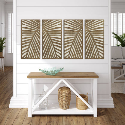 Madison Park Birch Palms Birch Botanical Two-tone Wood Panel Wall Decor Set