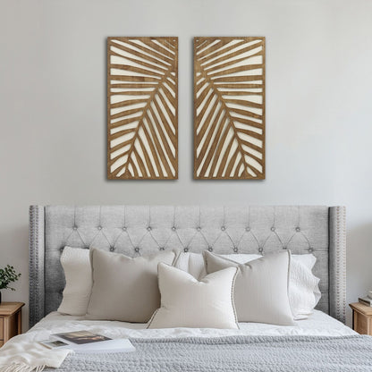Madison Park Birch Palms Birch Botanical Two-tone Wood Panel Wall Decor Set
