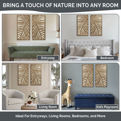 Madison Park Birch Palms Birch Botanical Two-tone Wood Panel Wall Decor Set