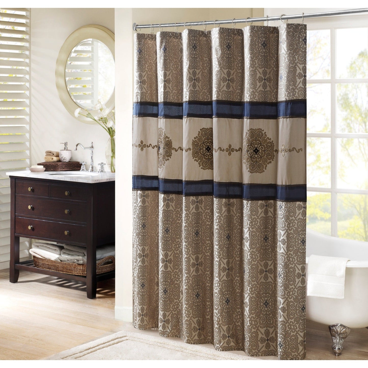 Madison Park Blaine Embroidered Shower Curtain
