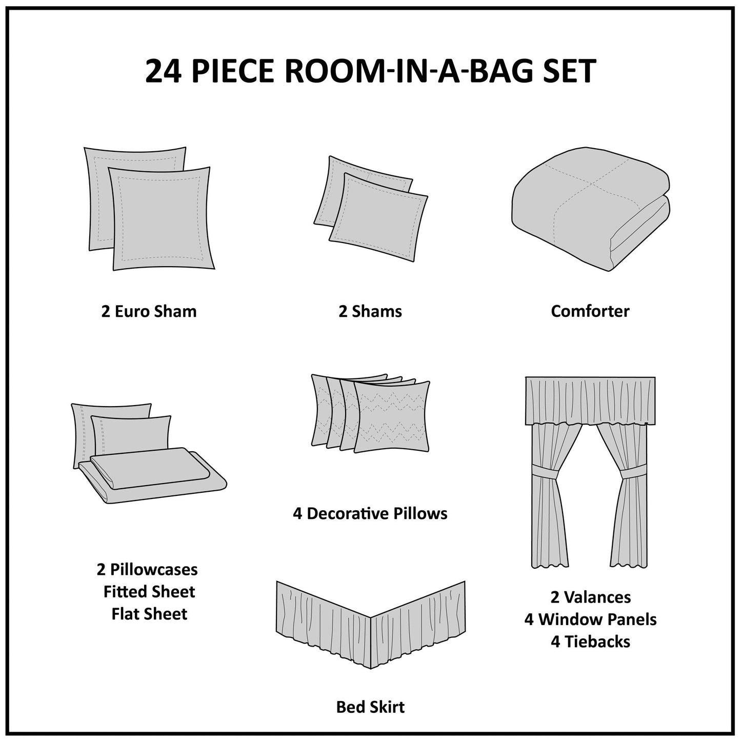 Madison Park Essentials Loretta 24-Piece Room in a Bag with Window Panels and Sheet Set