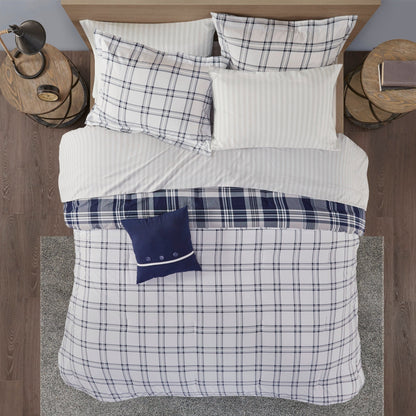 Madison Park Essentials Paton Navy Reversible Comforter Set with Bed Sheets