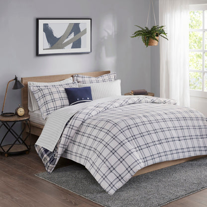 Madison Park Essentials Paton Navy Reversible Comforter Set with Bed Sheets
