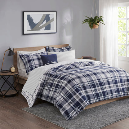 Madison Park Essentials Paton Navy Reversible Comforter Set with Bed Sheets