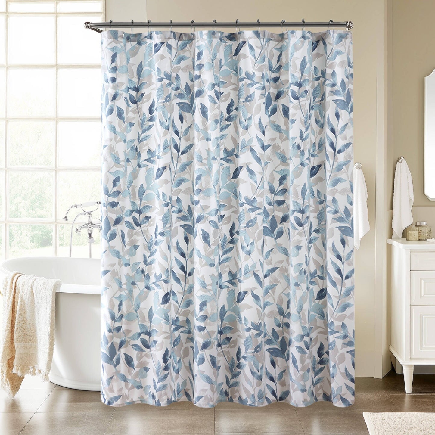 Madison Park Essentials Thelma Blue Botanical Printed Shower Curtain