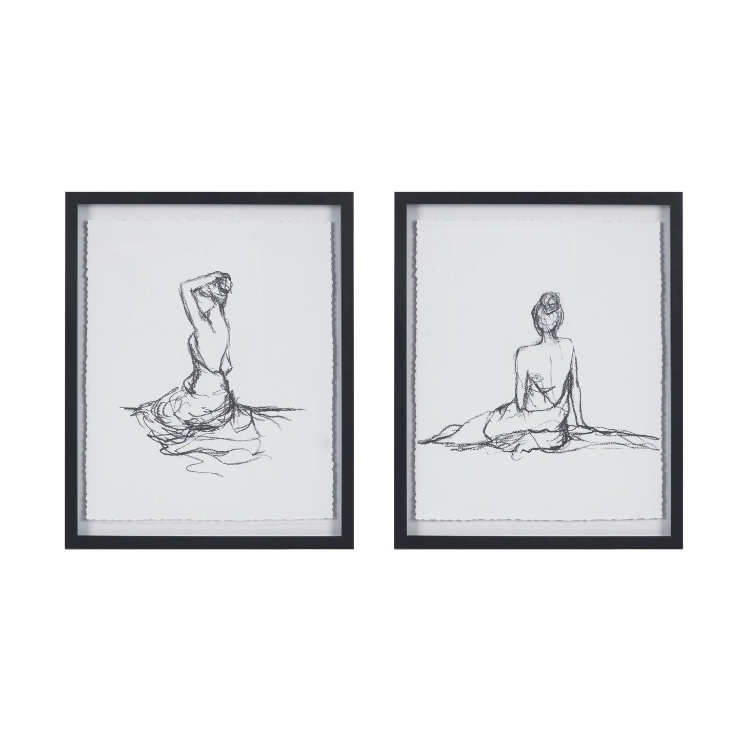 Madison Park Feminine Figures Sketch 2-piece Framed Glass and Matted Wall Art Set