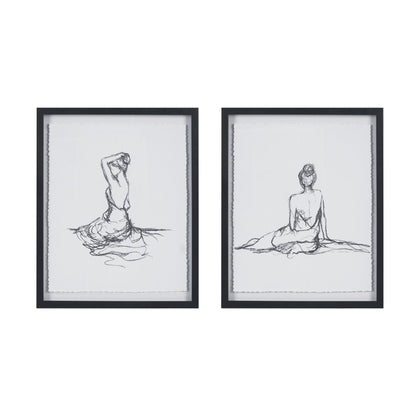 Madison Park Feminine Figures Sketch 2-piece Framed Glass and Matted Wall Art Set