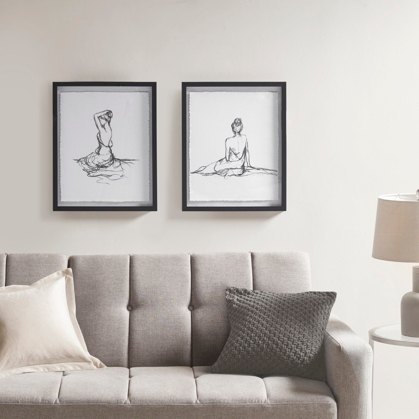 Madison Park Feminine Figures Sketch 2-piece Framed Glass and Matted Wall Art Set