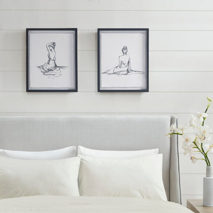 Madison Park Feminine Figures Sketch 2-piece Framed Glass and Matted Wall Art Set