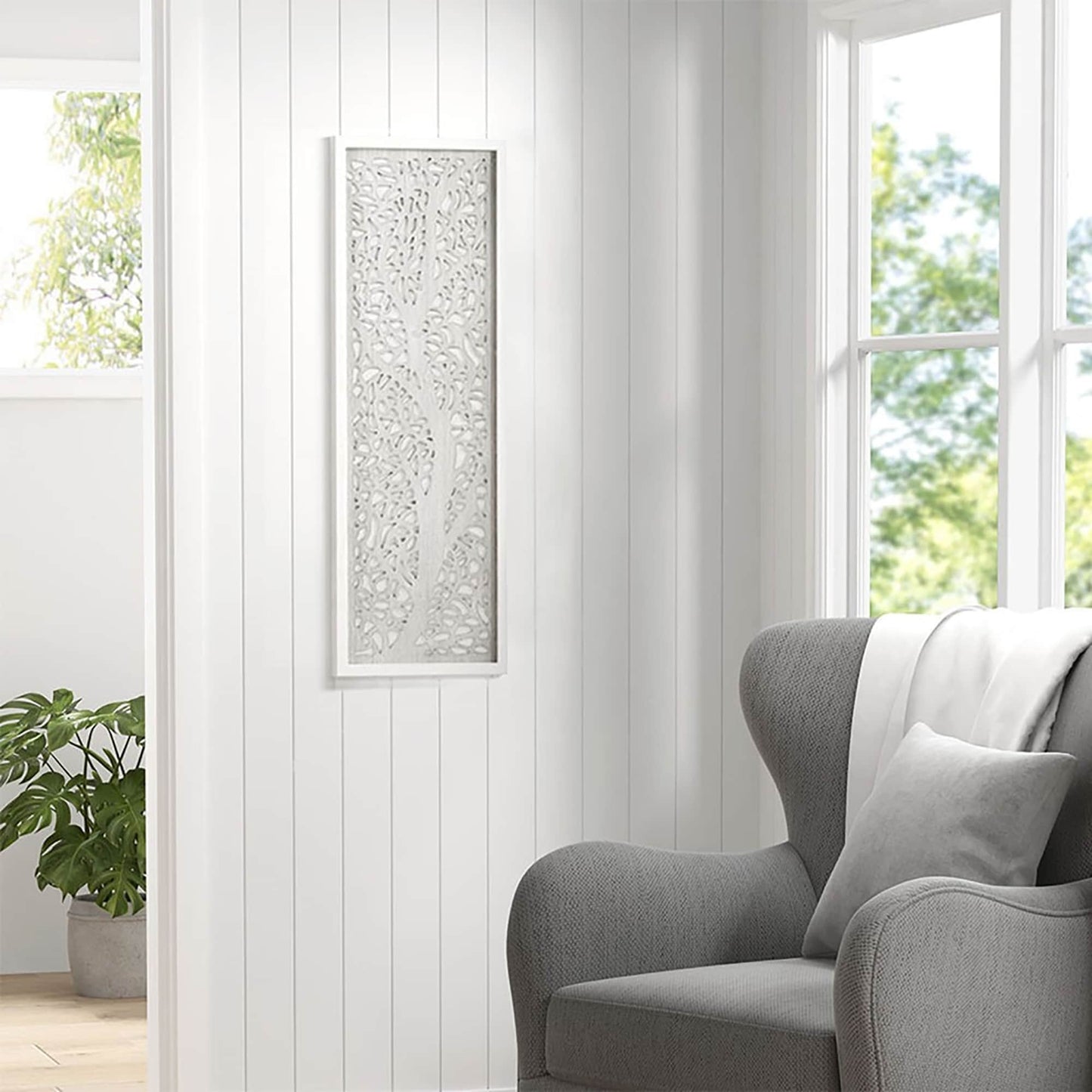 Madison Park Laurel Branches Laser Cut Tree Framed Panel Wall Decor