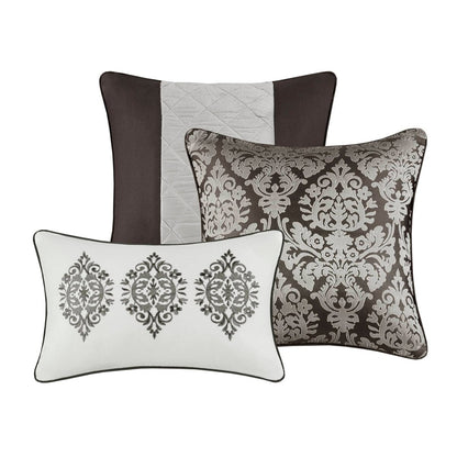 Madison Park Lily 6 Piece Jacquard Comforter Set with Throw Pillows