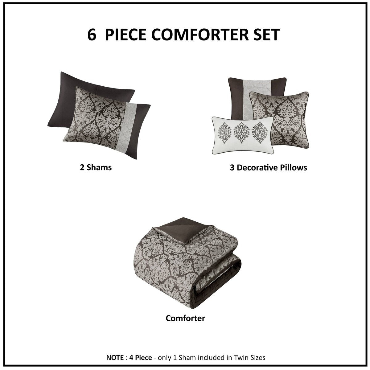 Madison Park Lily 6 Piece Jacquard Comforter Set with Throw Pillows