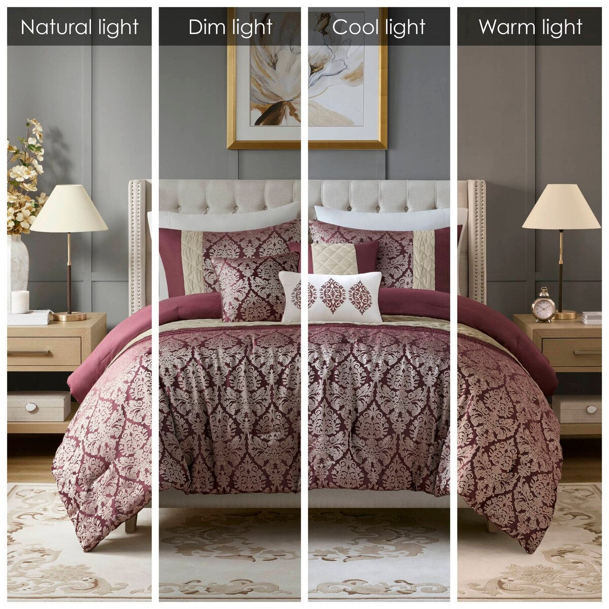 Madison Park Lily 6 Piece Jacquard Comforter Set with Throw Pillows